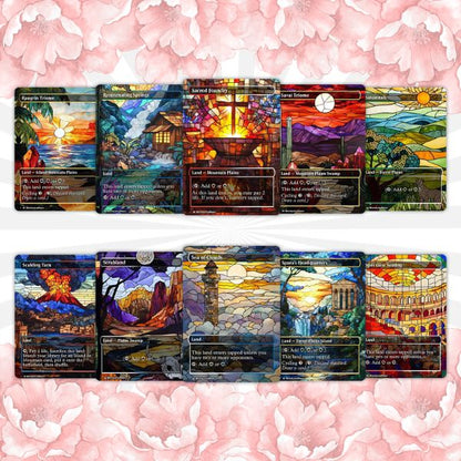 50+ Stained Glass Lands – Borderless Custom Proxy Land Pack for EDH & cEDH | Mystic MTG