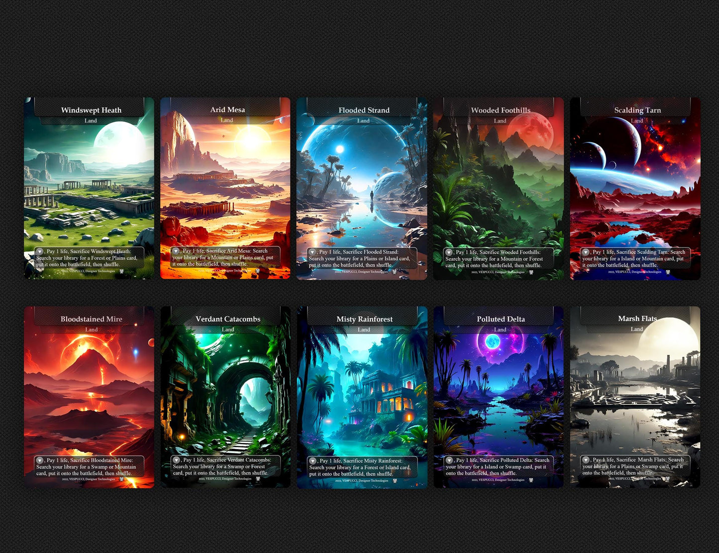 64 Custom Land Pack Dual, Fetch, Shock, Basic, Utility Lands Styles Premium Proxies