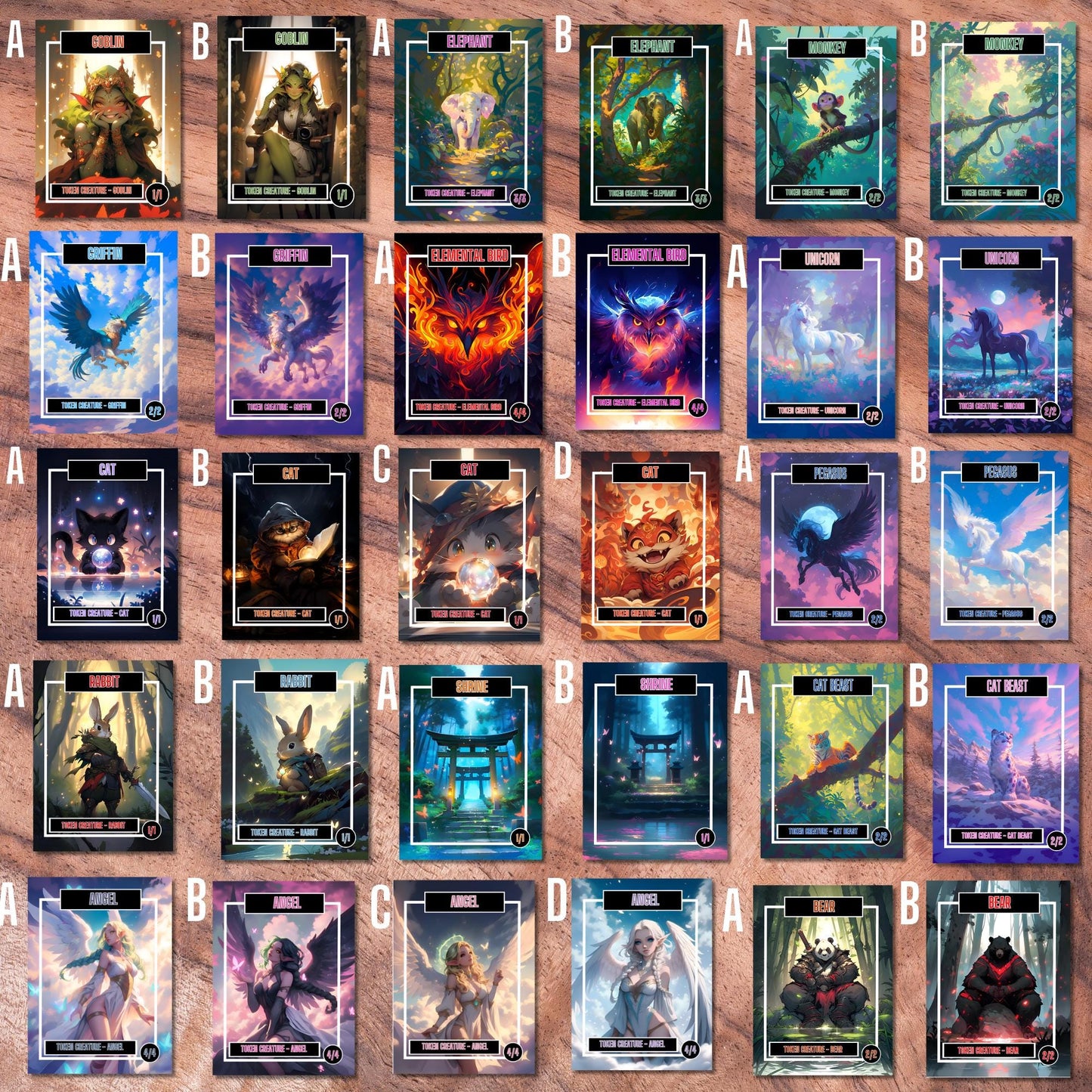 Token Card Bundle Compatible with MTG, Unofficial Tokens for MTG Play, Gifts for Gamers, Regular or Foil Holographic Tokens