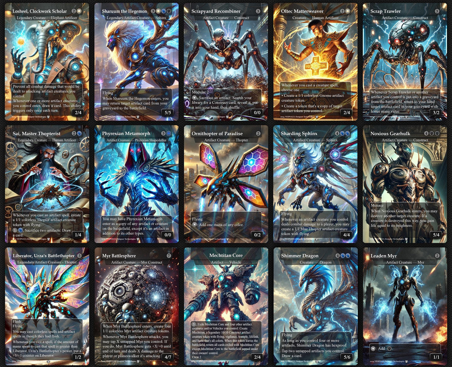 Urza, Chief Artificer Affinity Deck, 120 Cards, 14 Sideboard, 6 Tokens Includes All Main Urza's, Shorikai, Artifacts, Custom