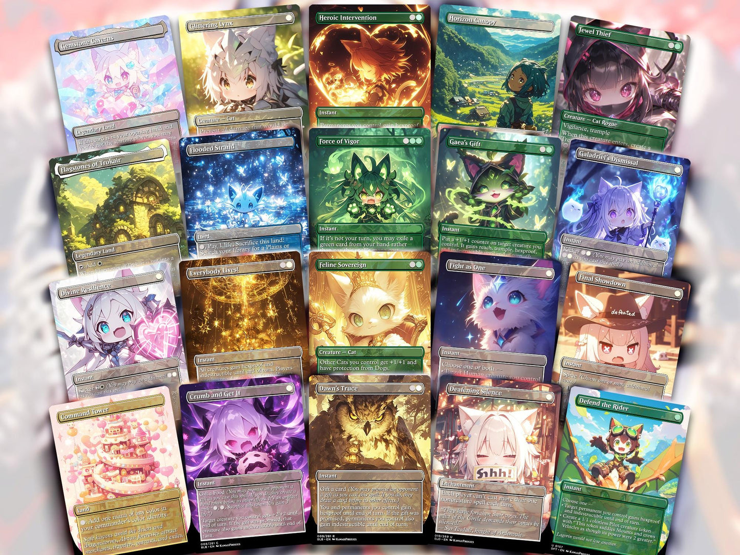 Chibi Catgirl MTG Deck - Arahbo EDH | Competitive Roar of the World | 99.95+ Premium Custom Cards