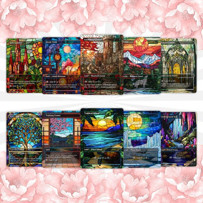 50+ Stained Glass Lands – Borderless Custom Proxy Land Pack for EDH & cEDH | Mystic MTG