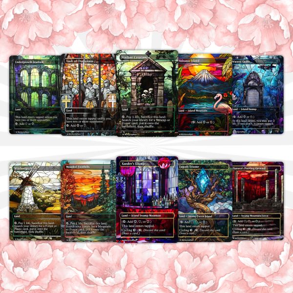 50+ Stained Glass Lands – Borderless Custom Proxy Land Pack for EDH & cEDH | Mystic MTG