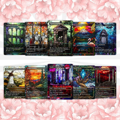 50+ Stained Glass Lands – Borderless Custom Proxy Land Pack for EDH & cEDH | Mystic MTG