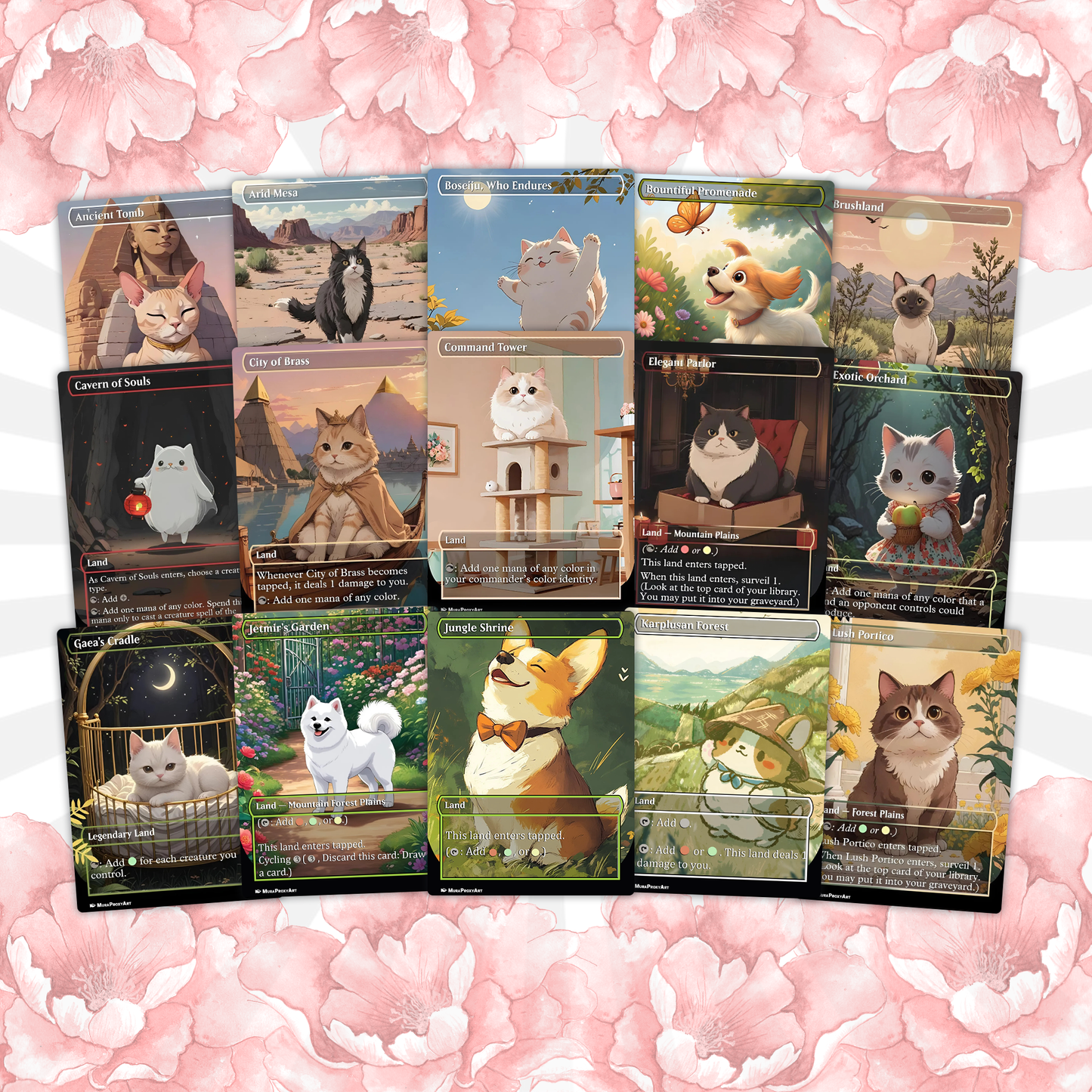 Rin and Seri Cat Dog Proxy Commander EDH Deck, 100 Cards + 8 Free Tokens | Cute Custom Full Art | MuraProxyArt