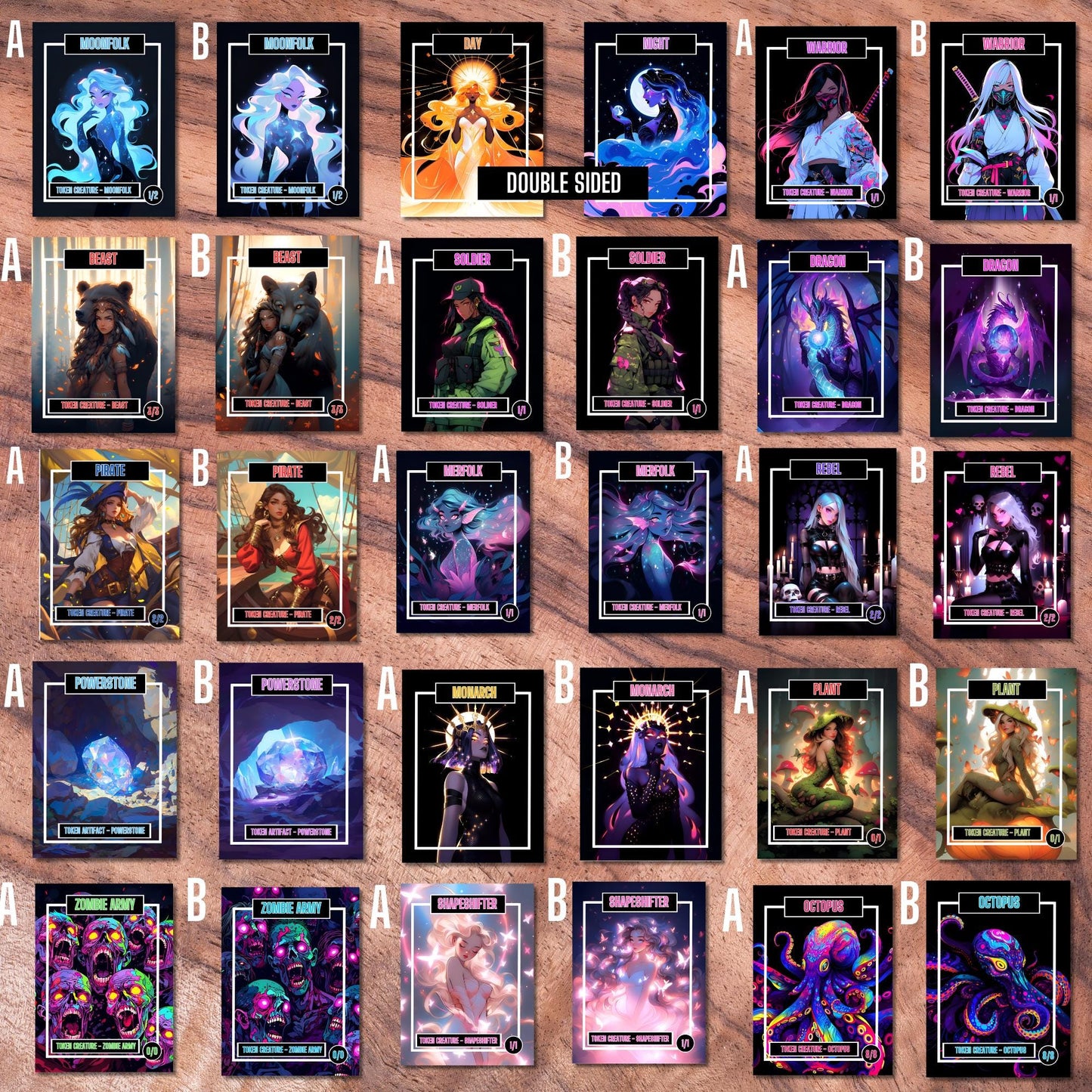 Token Card Bundle Compatible with MTG, Unofficial Tokens for MTG Play, Gifts for Gamers, Regular or Foil Holographic Tokens