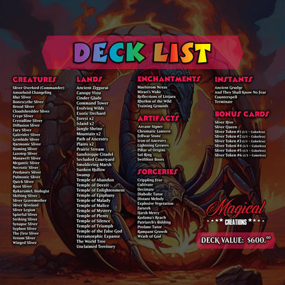 Sliver Tribal Commander Deck - High Quality MTG Proxies for Commander EDH, Full 100 Card Ready to Play Deck with Custom Art + 8 Bonus Cards