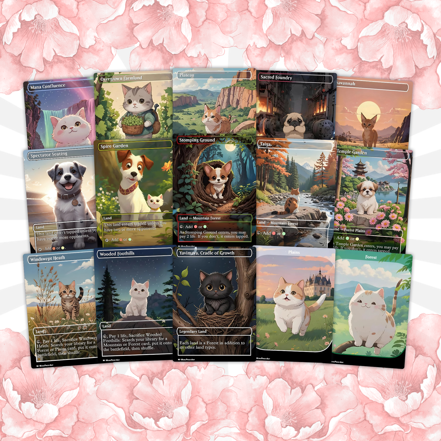 Rin and Seri Cat Dog Proxy Commander EDH Deck, 100 Cards + 8 Free Tokens | Cute Custom Full Art | MuraProxyArt