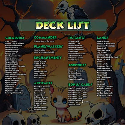 Cat Commander Tribal Deck, High Quality MTG Proxies for Commander EDH, Arahbo, Roar or the World Full 99.95 Card Deck with Custom Art + Bonus