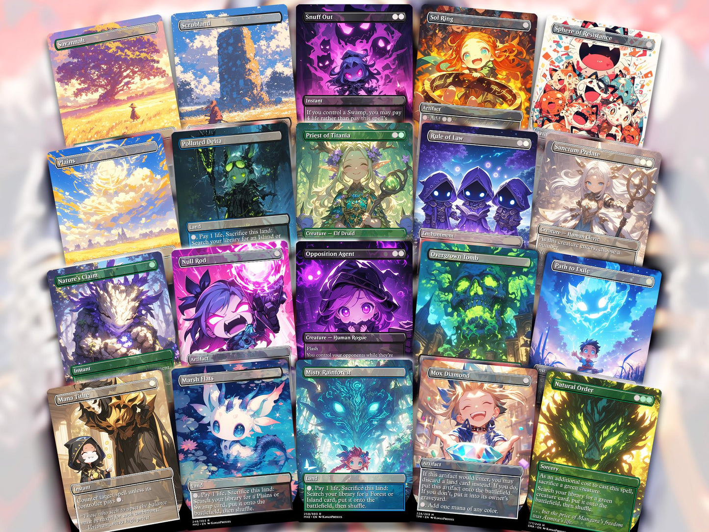 Chibi Anime MTG Deck EDH Tymna and Kodama Premium Quality Proxy 100+ Cards