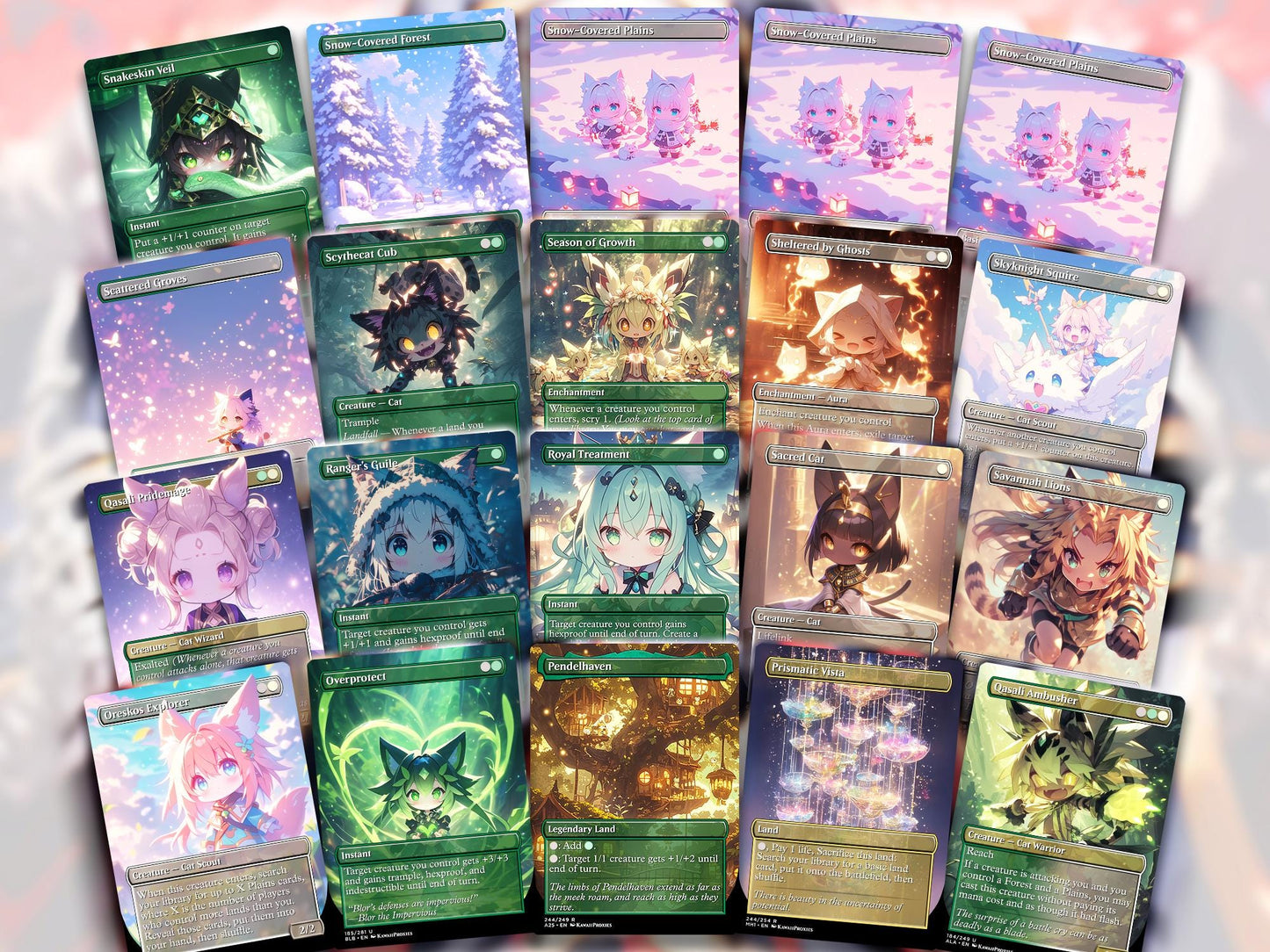 Chibi Catgirl MTG Deck - Arahbo EDH | Competitive Roar of the World | 100+ Premium Custom Cards