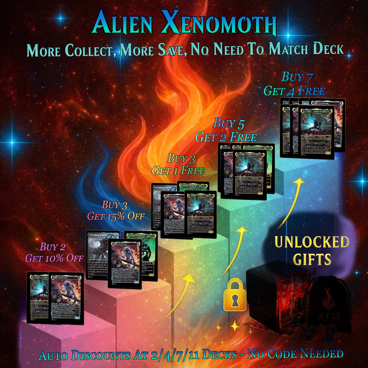 | New | Xenomoth ALIEN COMMANDER MTG PROXY DECK – COLLECTOR SET (113 CARDS)