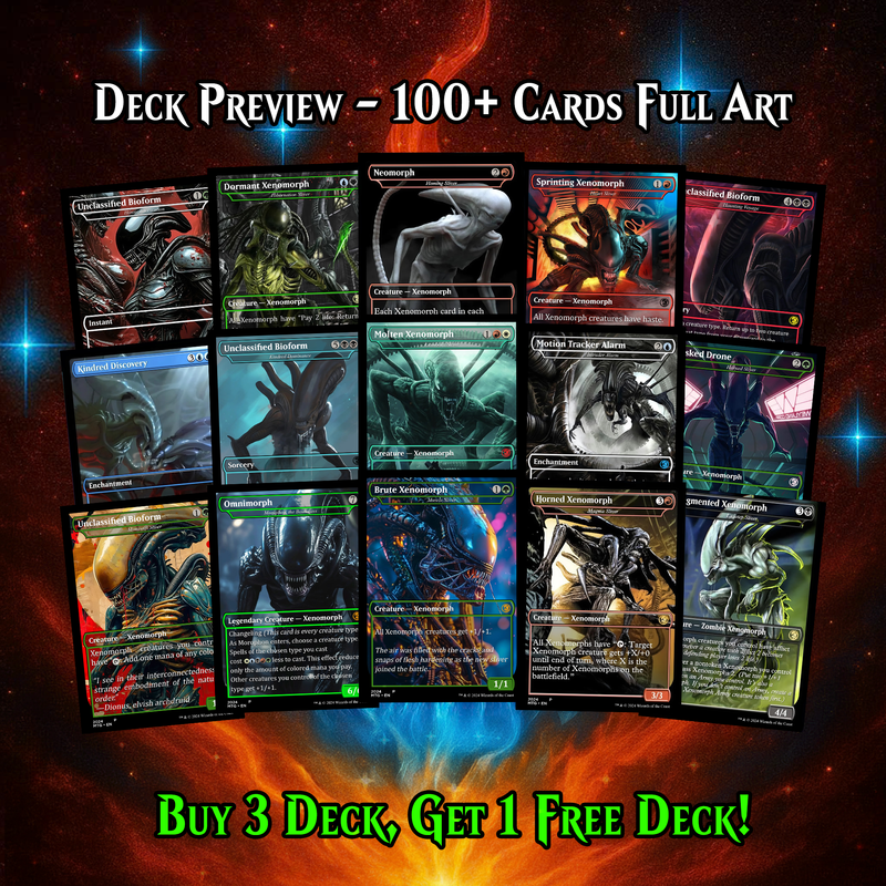 xenomorph mtg cards Xenomoth ALIEN COMMANDER MTG PROXY DECK – COLLECTOR SET (113 CARDS) – GalaxyDeck
