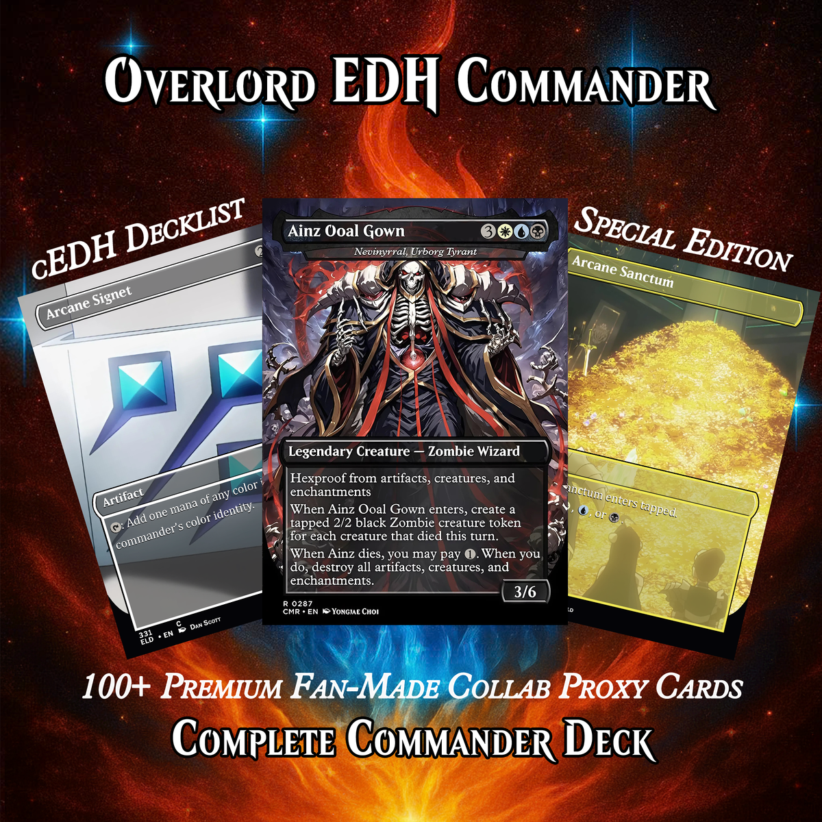 OVERLORD ZOMBIE TRIBAL MTG PROXY COMMANDER DECK – PREMIUM COLLECTOR SET (100 CARDS)