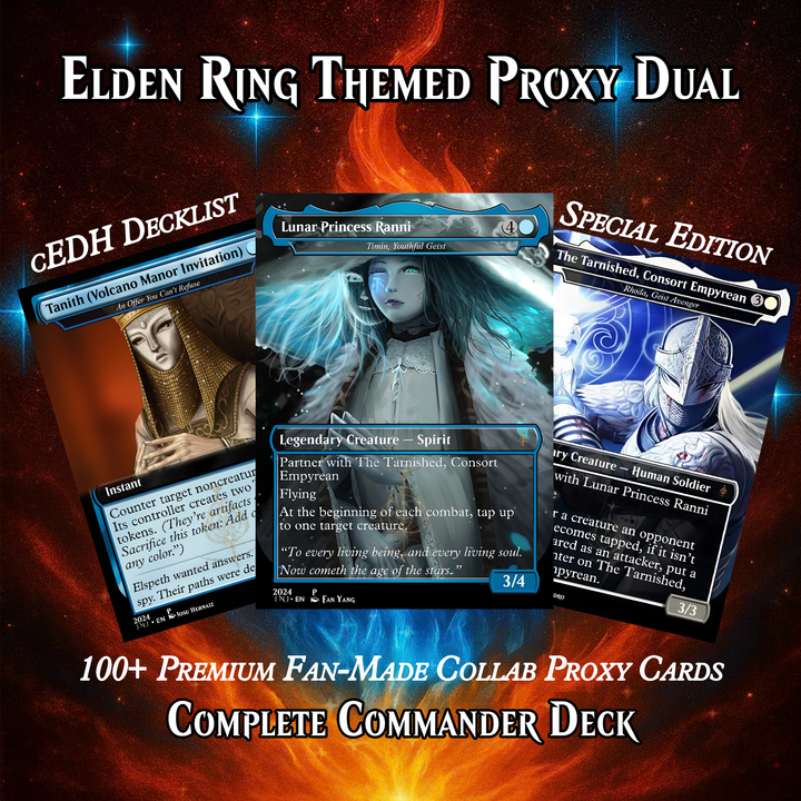 ELDEN RING THEMED DUAL-COMMANDER MTG PROXY DECK – PREMIUM COLLECTOR SET (114 CARDS)