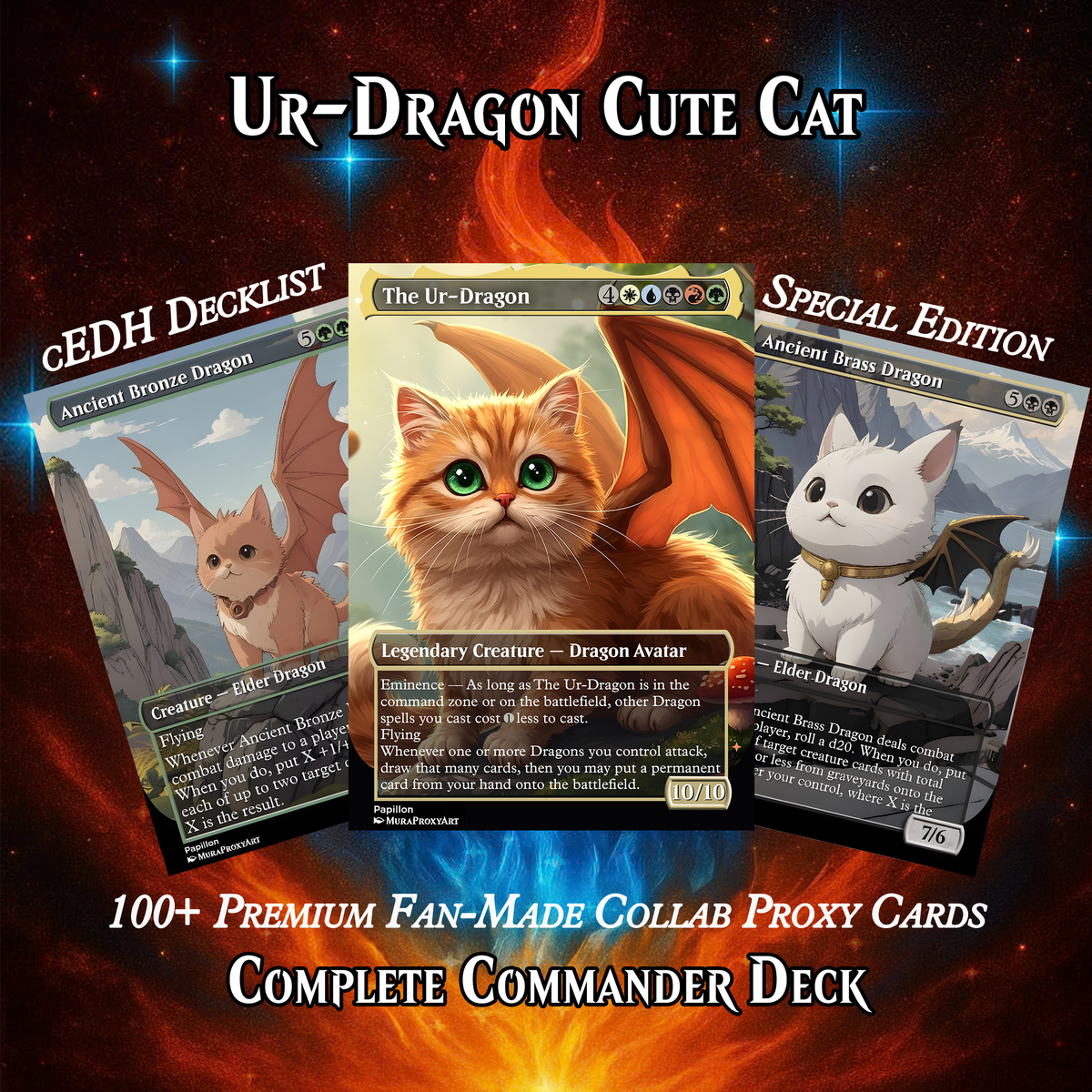 UR-DRAGON CUTE CAT COMMANDER DECK – PREMIUM COLLECTOR SET  (110 CARDS)