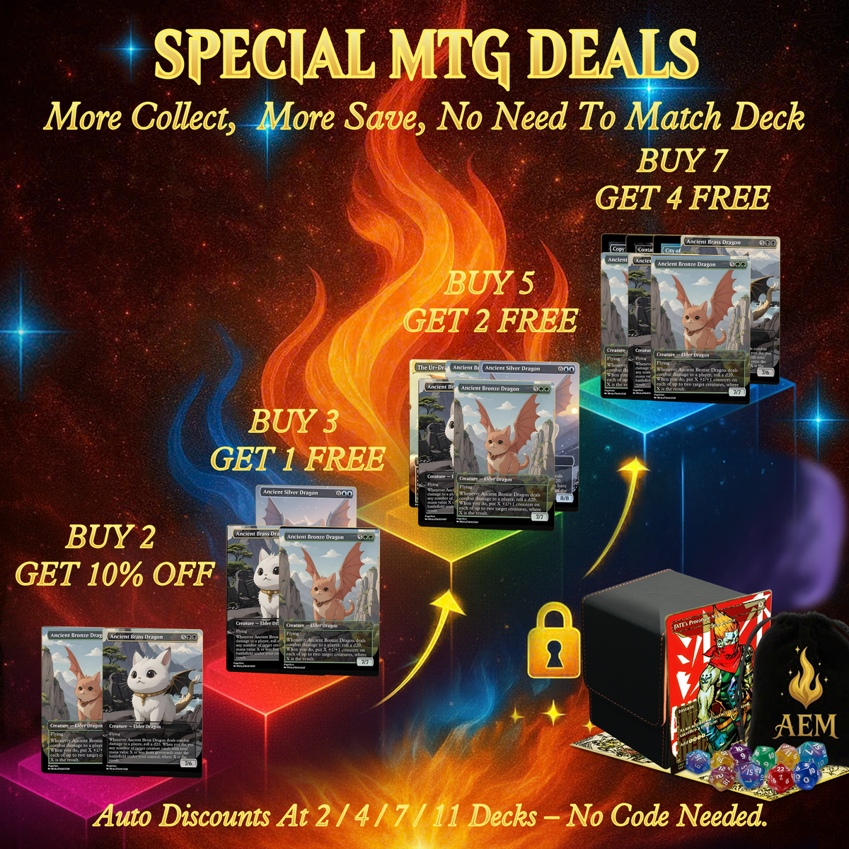 UR-DRAGON CUTE CAT COMMANDER DECK – PREMIUM COLLECTOR SET  (110 CARDS)