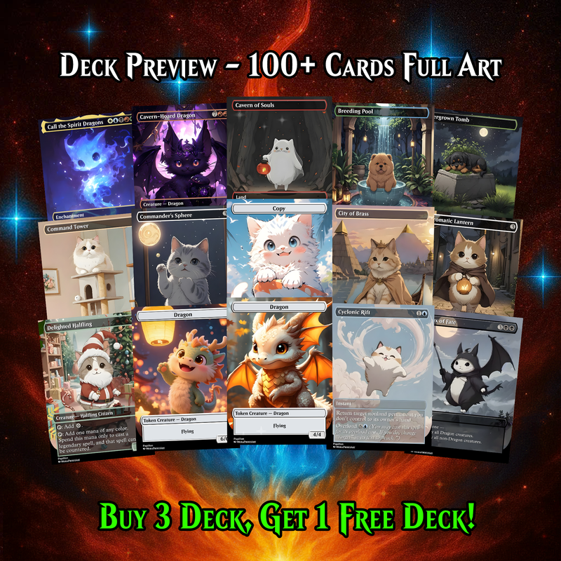 UR-DRAGON CUTE CAT COMMANDER DECK – PREMIUM COLLECTOR SET  (110 CARDS)