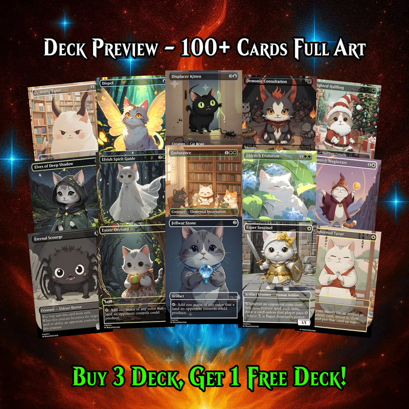 ATRAXA CAT CUTE ANIME COMMANDER DECK – PREMIUM COLLECTOR SET (106 CARDS)
