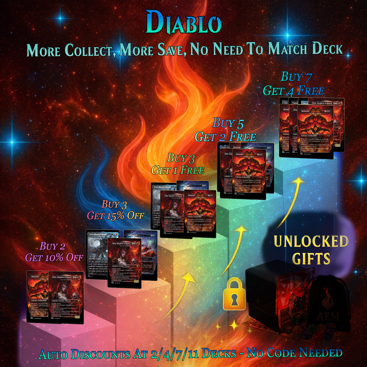 | New | DIABLO THEMED MTG PROXY COMMANDER DECK – PREMIUM COLLECTOR SET  (105 CARDS)