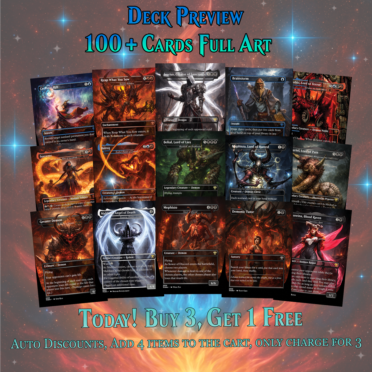 | New | DIABLO THEMED MTG PROXY COMMANDER DECK – PREMIUM COLLECTOR SET  (105 CARDS)
