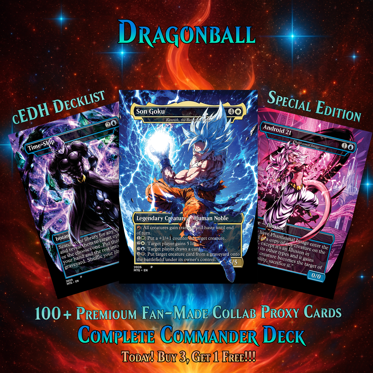 | New | Dragon Ball MTG Proxy Commander Deck - 115+ Pcs Saiyan Warrior Set