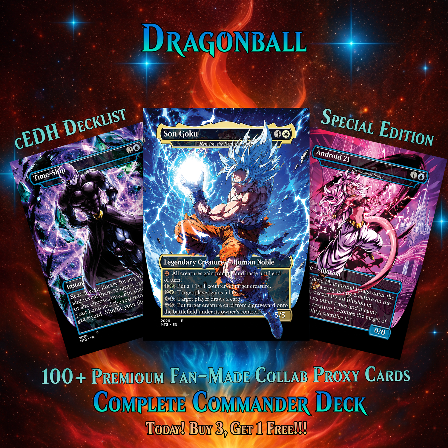 | New | Dragon Ball MTG Proxy Commander Deck - 115+ Pcs Saiyan Warrior Set