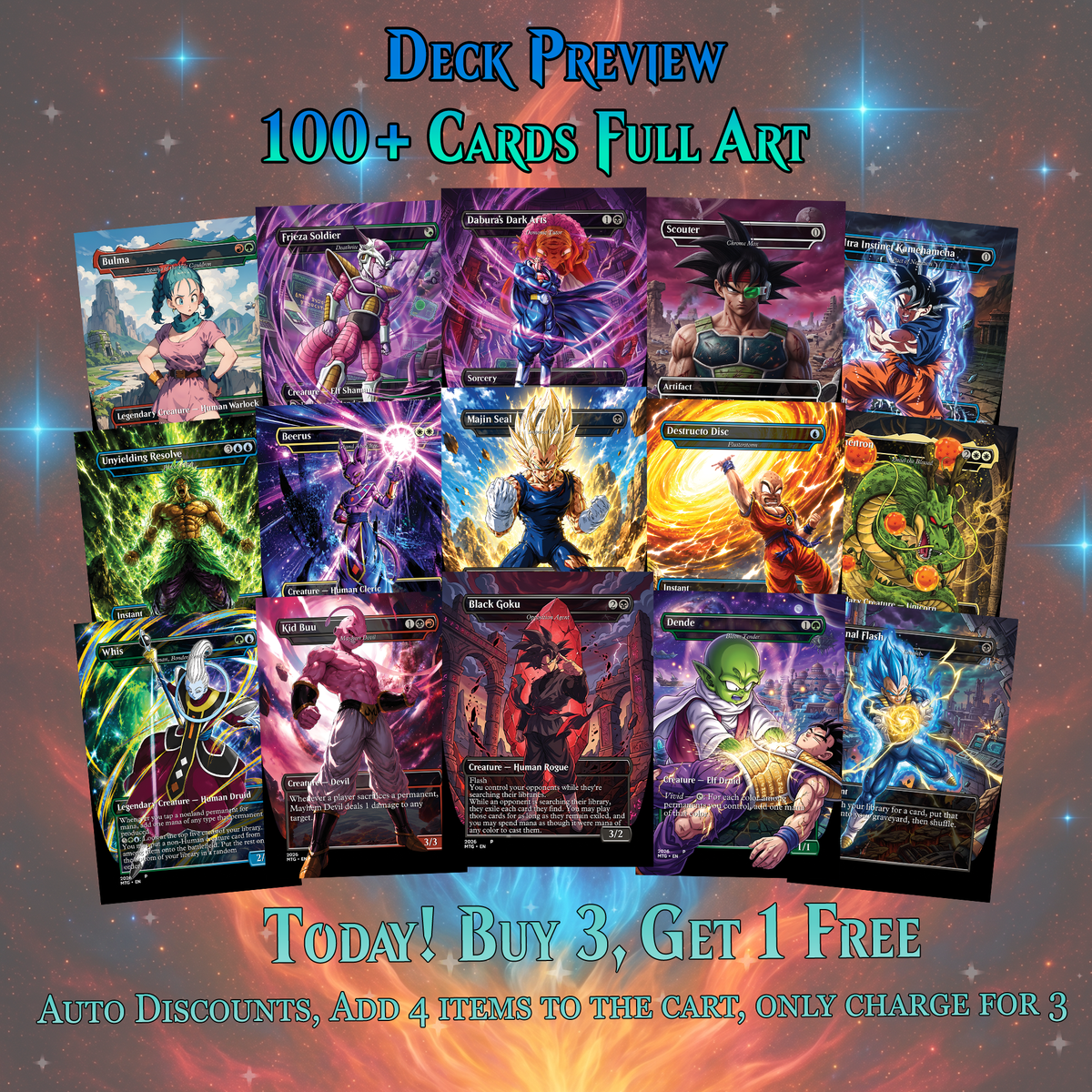 | New | Dragon Ball MTG Proxy Commander Deck - 115+ Pcs Saiyan Warrior Set