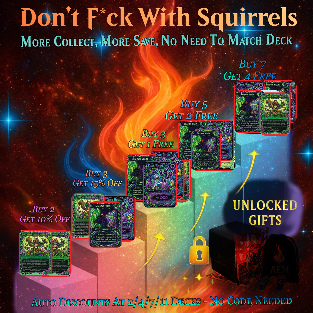 | New | Chatterfang Squirrel Tribal Rick and Morty Inspired Commander Deck | 100-Card MTG Proxy EDH Set
