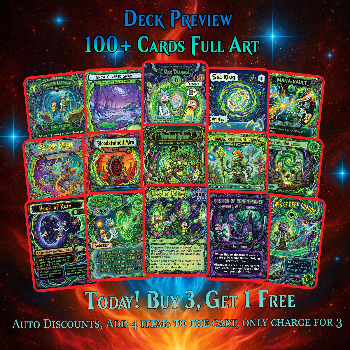 | New | Chatterfang Squirrel Tribal Rick and Morty Inspired Commander Deck | 100-Card MTG Proxy EDH Set