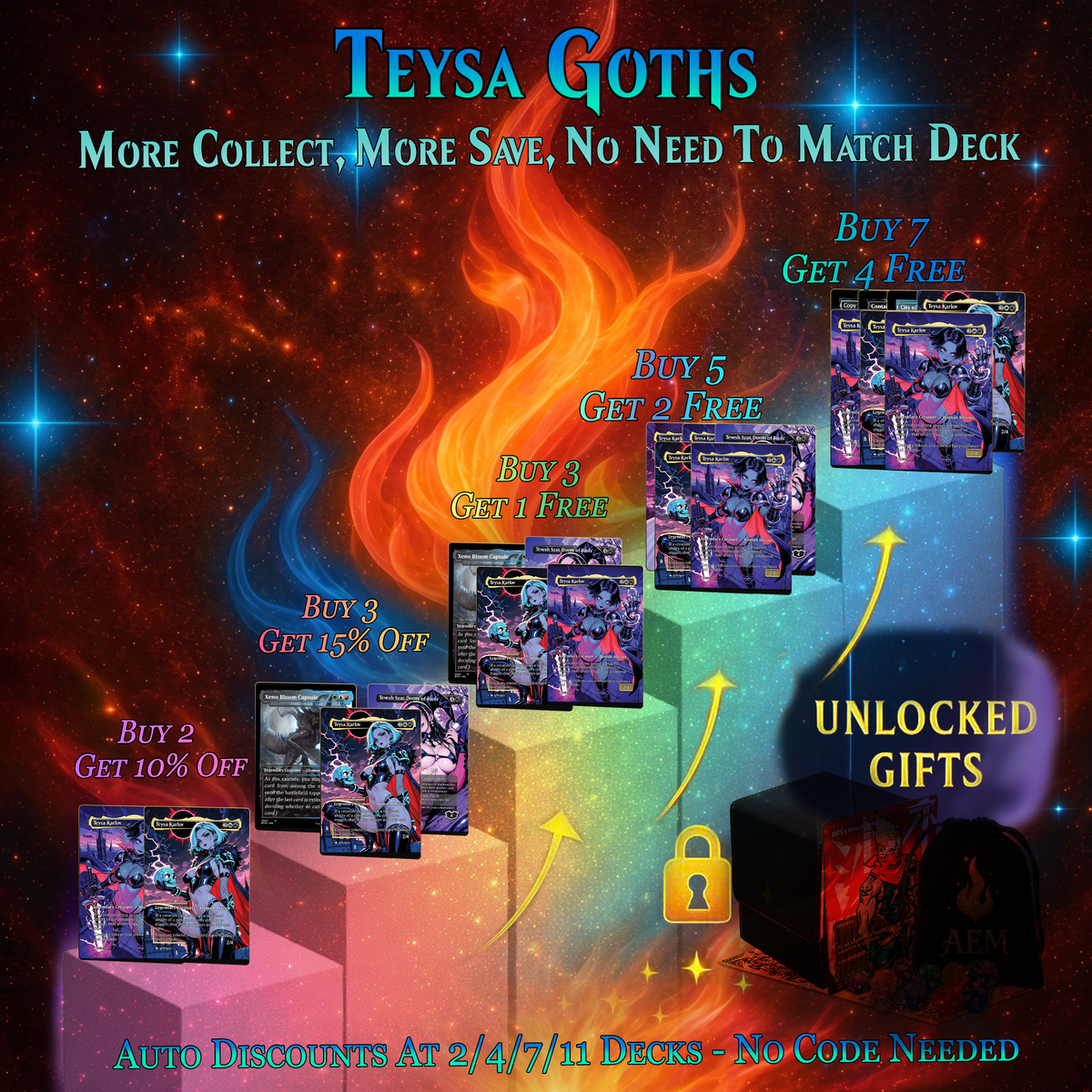 | New | Teysa Goths Anime Commander Deck | 126-Card Fan-Made MTG Proxy Set
