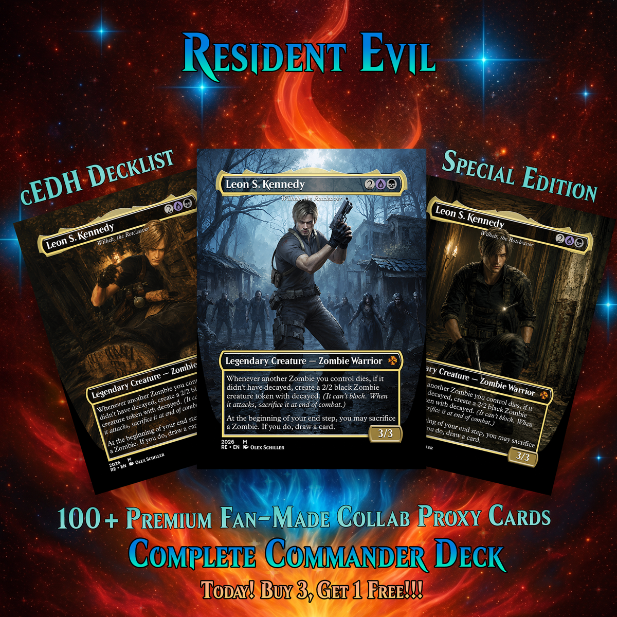 | New | Resident Evil Card Deck 100 Cards + Tokens, Zombie Tribal EDH