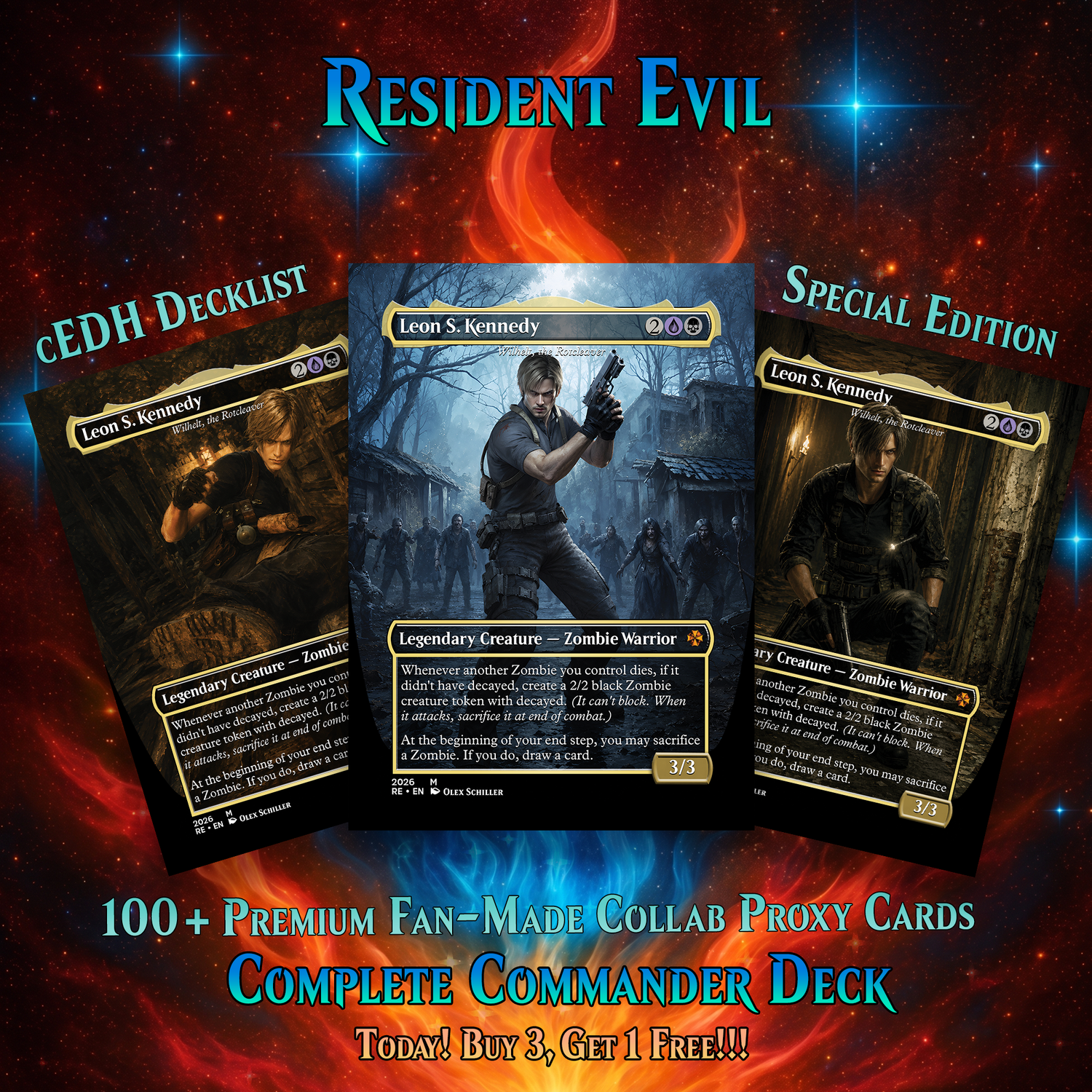 | New | Resident Evil Card Deck 100 Cards + Tokens, Zombie Tribal EDH