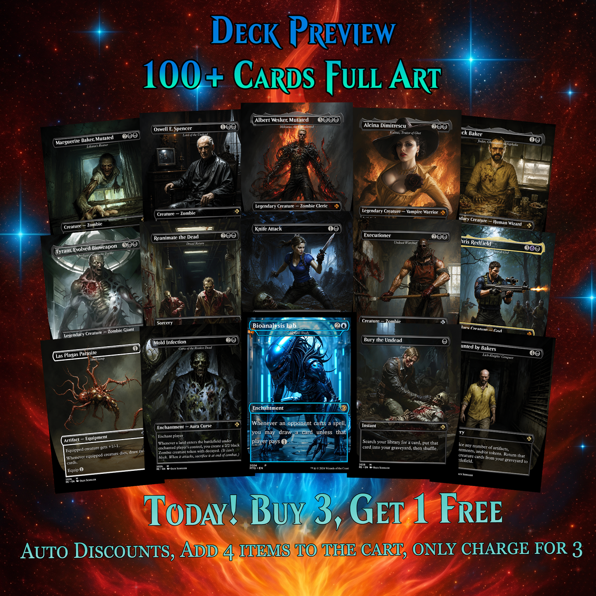 | New | Resident Evil Card Deck 100 Cards + Tokens, Zombie Tribal EDH
