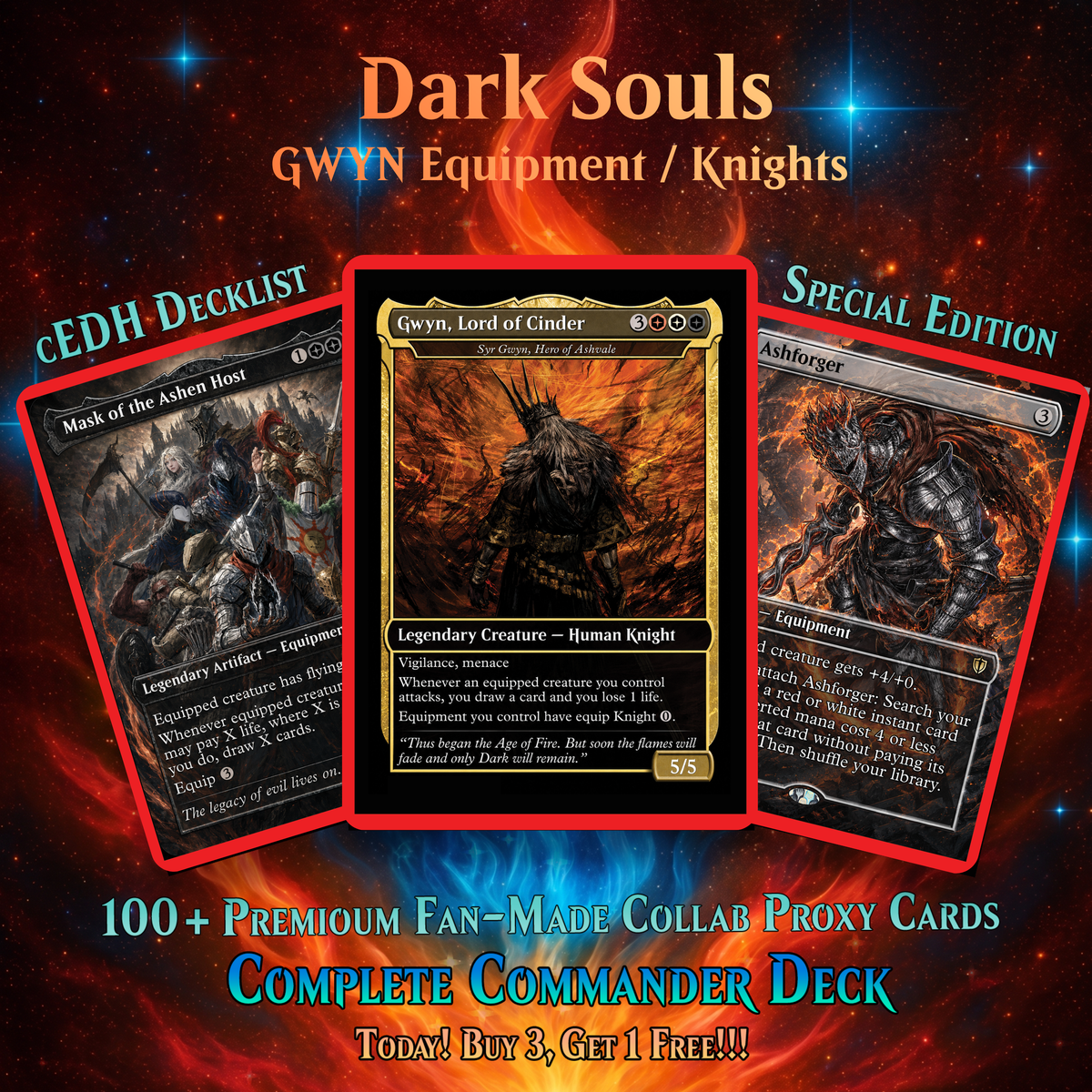 | New | Dark Souls Inspired Knight Commander Deck | 126-Card MTG Proxy EDH Set