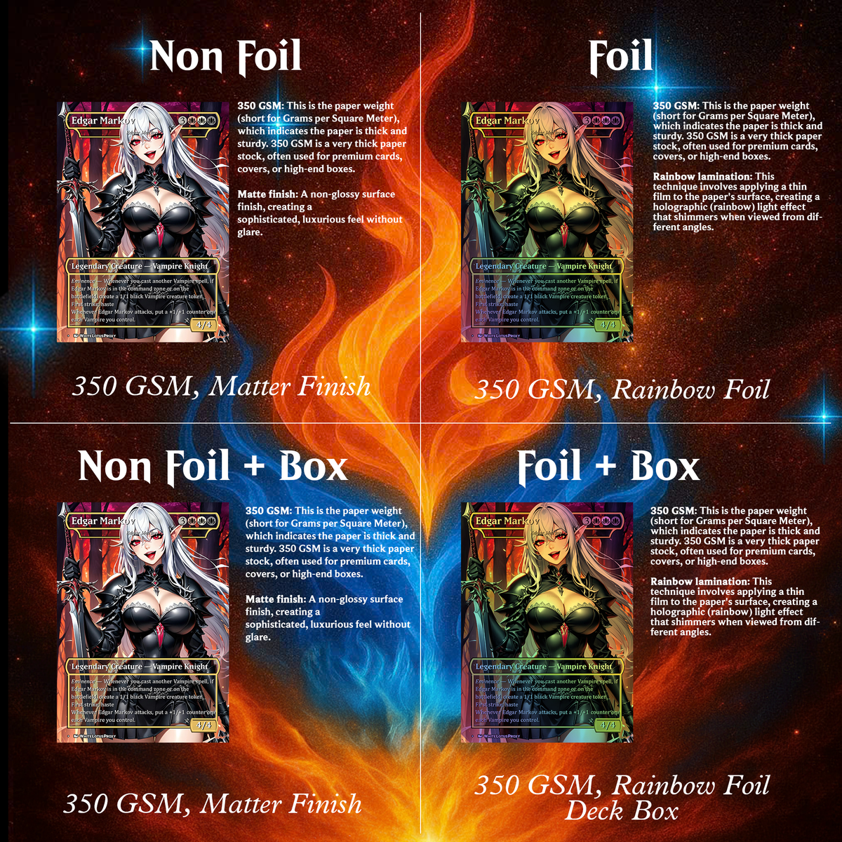 VAMPIRE TRIBAL ANIME STYLE MTG PROXY COMMANDER DECK – PREMIUM COLLECTOR SET (119 CARDS)