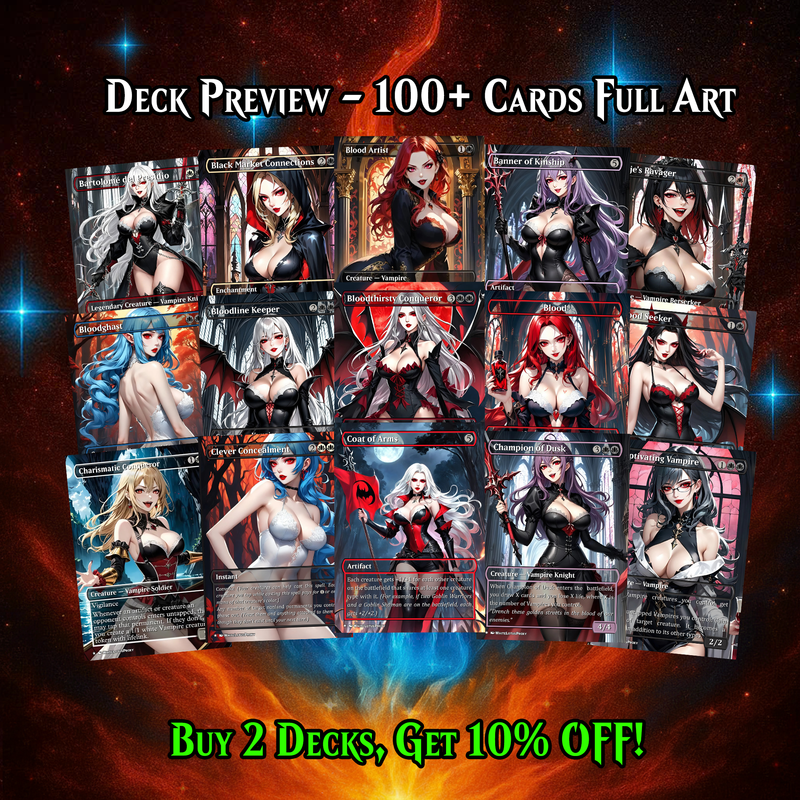 VAMPIRE TRIBAL ANIME STYLE MTG PROXY COMMANDER DECK – PREMIUM COLLECTOR SET (119 CARDS)