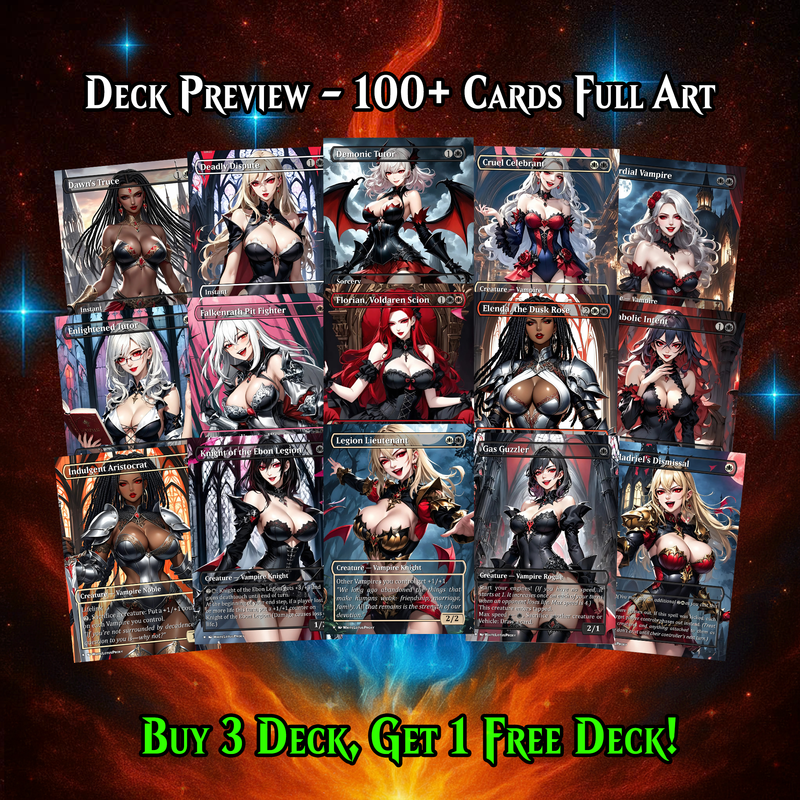 VAMPIRE TRIBAL ANIME STYLE MTG PROXY COMMANDER DECK – PREMIUM COLLECTOR SET (119 CARDS)
