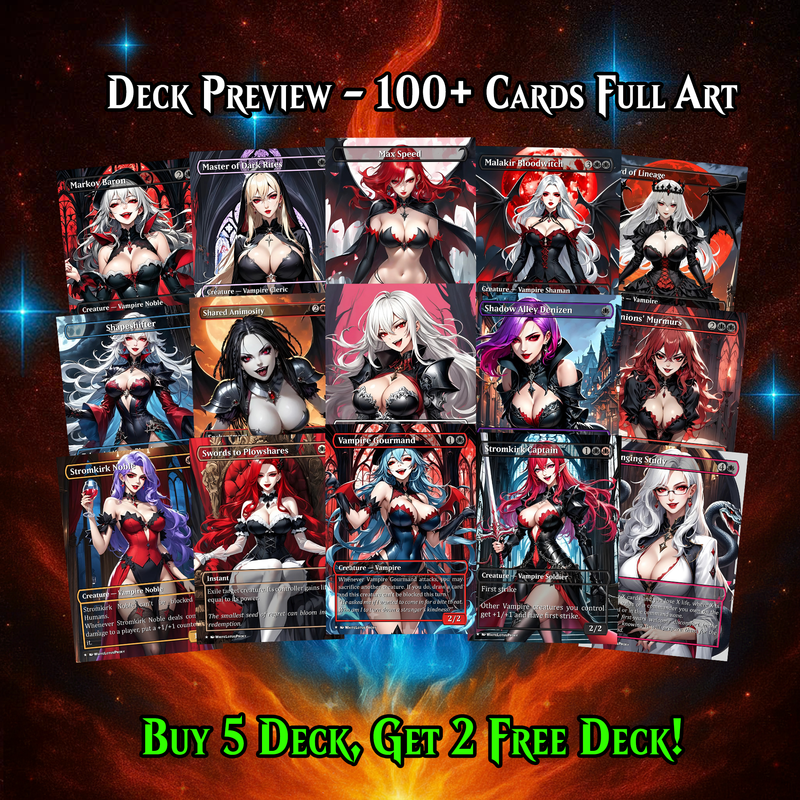 VAMPIRE TRIBAL ANIME STYLE MTG PROXY COMMANDER DECK – PREMIUM COLLECTOR SET (119 CARDS)