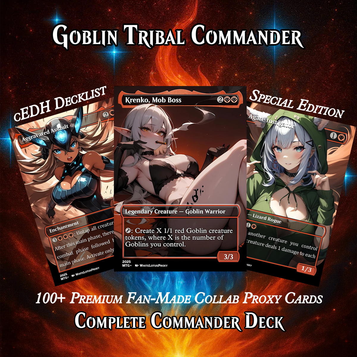 GOBLIN TRIBAL MTG PROXY COMMANDER DECK – PREMIUM COLLECTOR SET (112 CARDS)