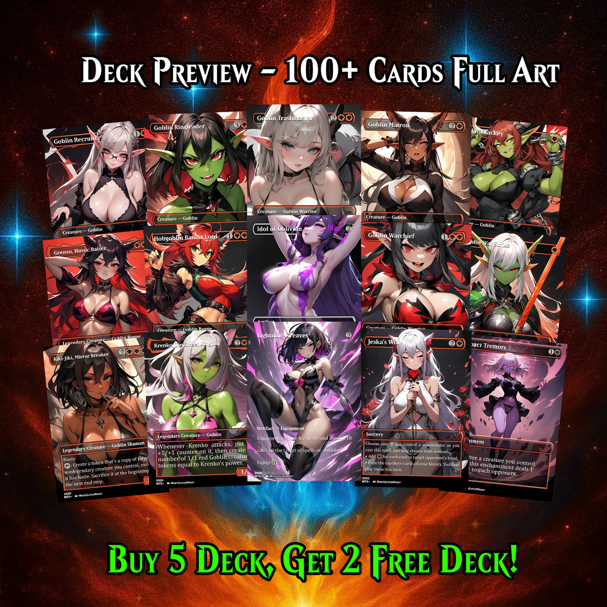 GOBLIN TRIBAL MTG PROXY COMMANDER DECK – PREMIUM COLLECTOR SET (112 CARDS)