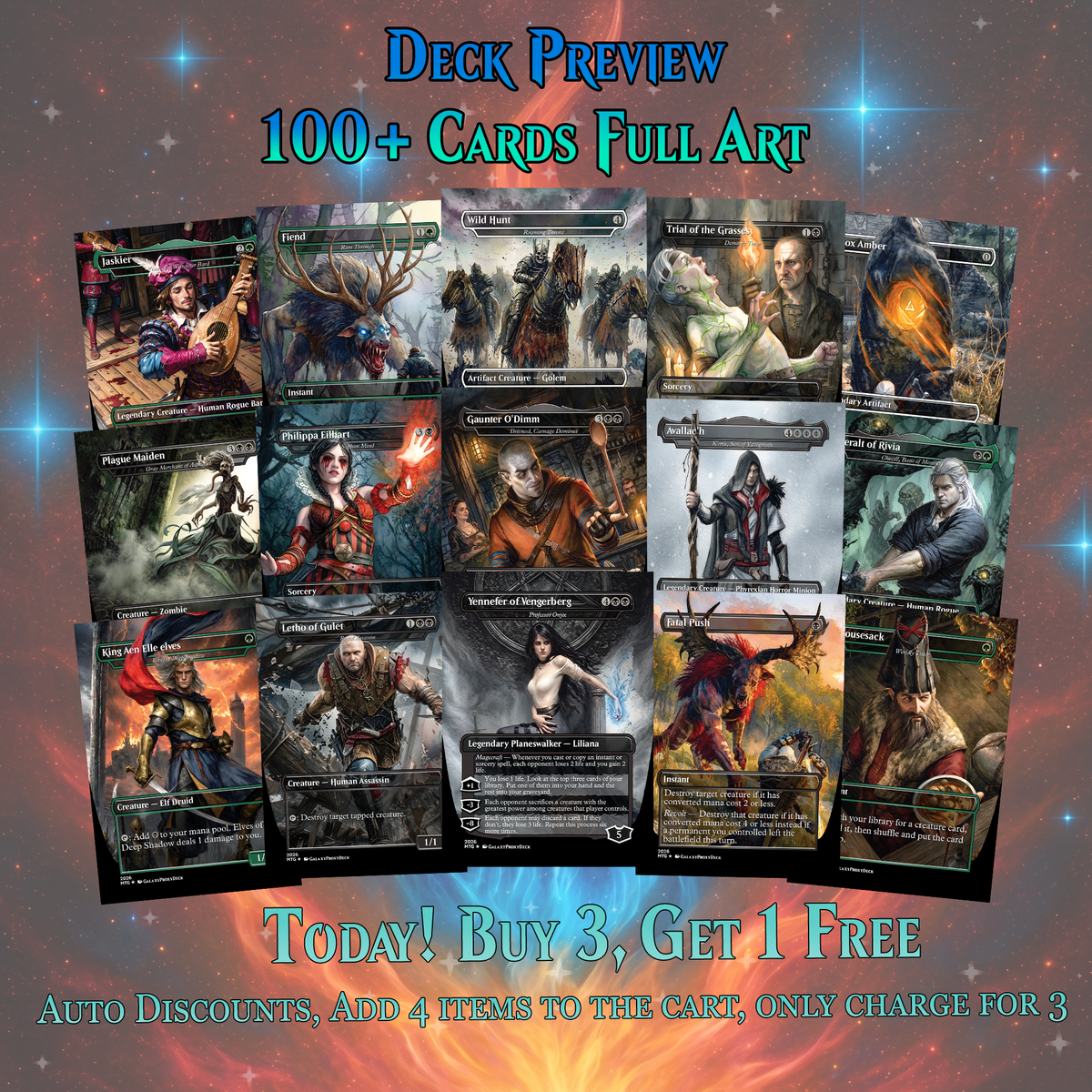 | New | WITCHER THEMED MTG PROXY COMMANDER DECK – PREMIUM COLLECTOR SET (117 CARDS)
