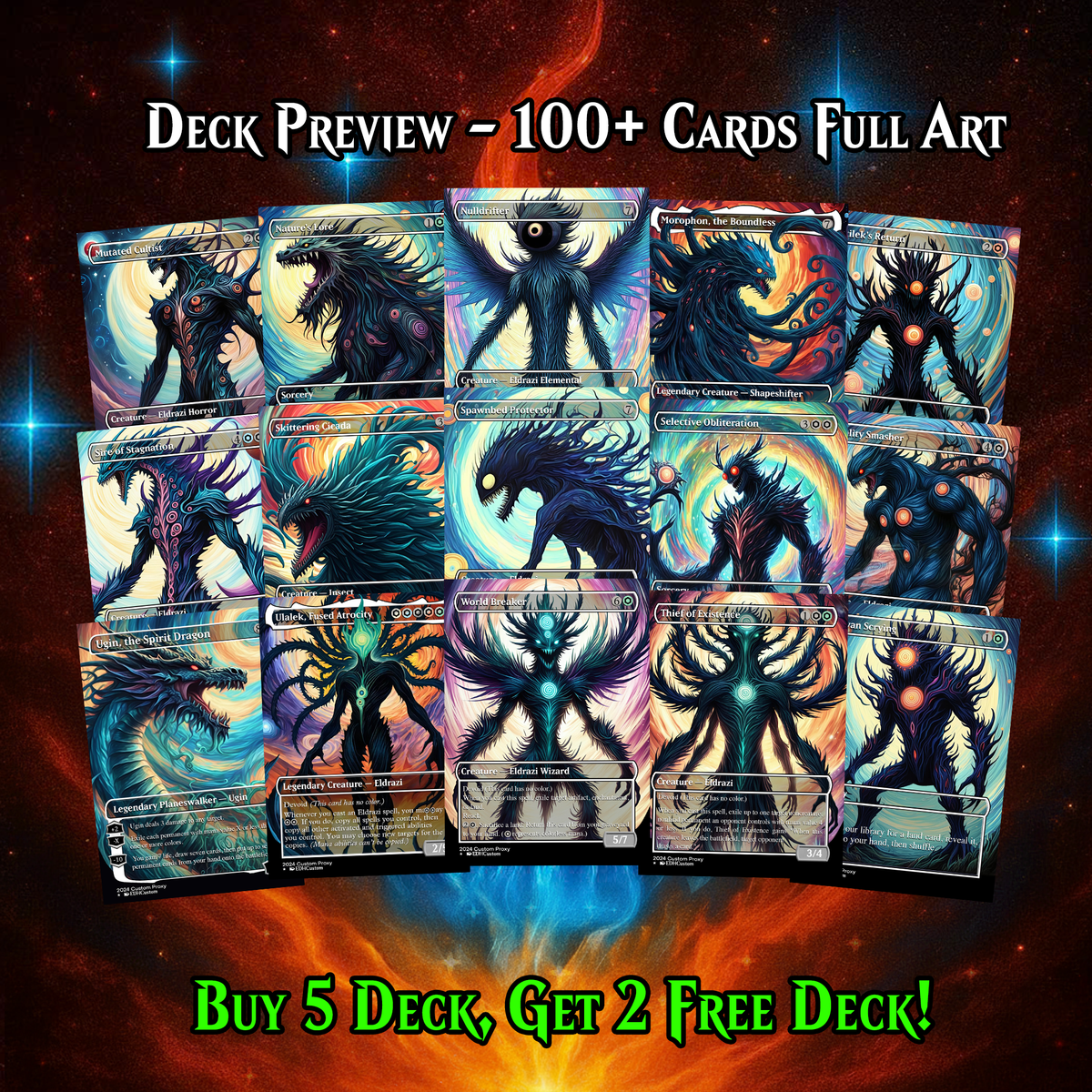 ELDRAZI PROXY DECK – ULALEK ABSTRACT MTG COMMANDER – PREMIUM COLLECTOR SET