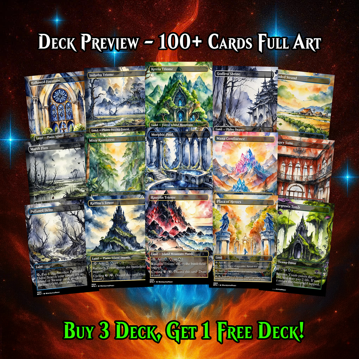 Anime Watercolor Lands Pack (54 CARDS)