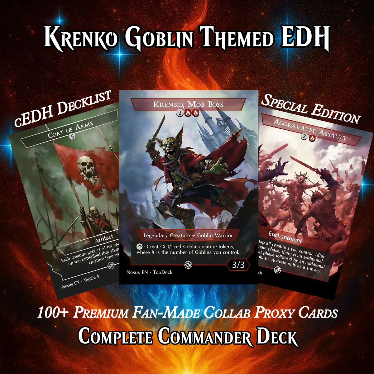 KRENKO GOBLIN TRIBAL MTG PROXY COMMANDER DECK – PREMIUM COLLECTOR SET  (112 CARDS)