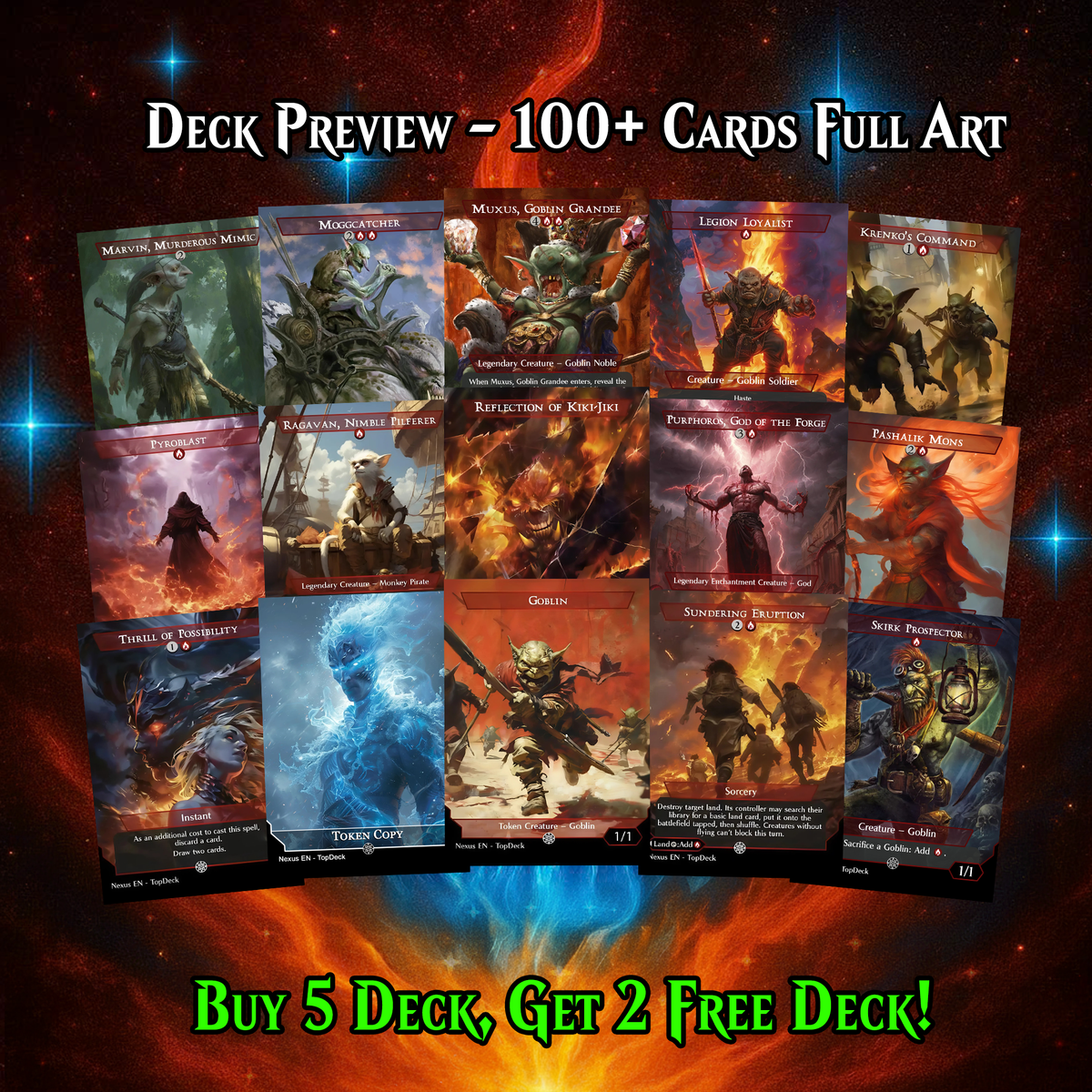 KRENKO GOBLIN TRIBAL MTG PROXY COMMANDER DECK – PREMIUM COLLECTOR SET  (112 CARDS)