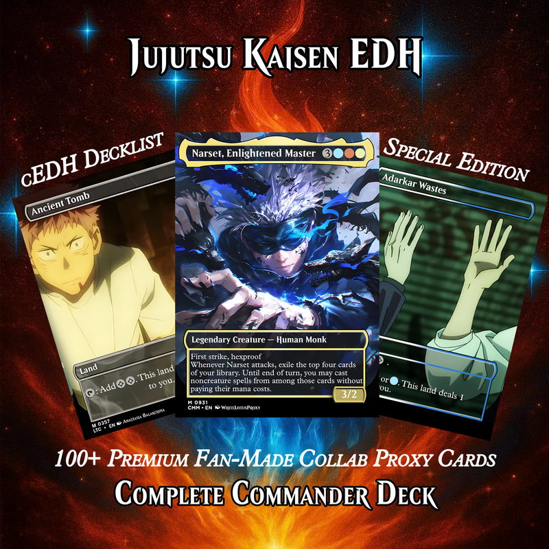 JUJUTSU KAISEN ANIME MTG PROXY COMMANDER DECK – PREMIUM COLLECTOR SET (103 CARDS)