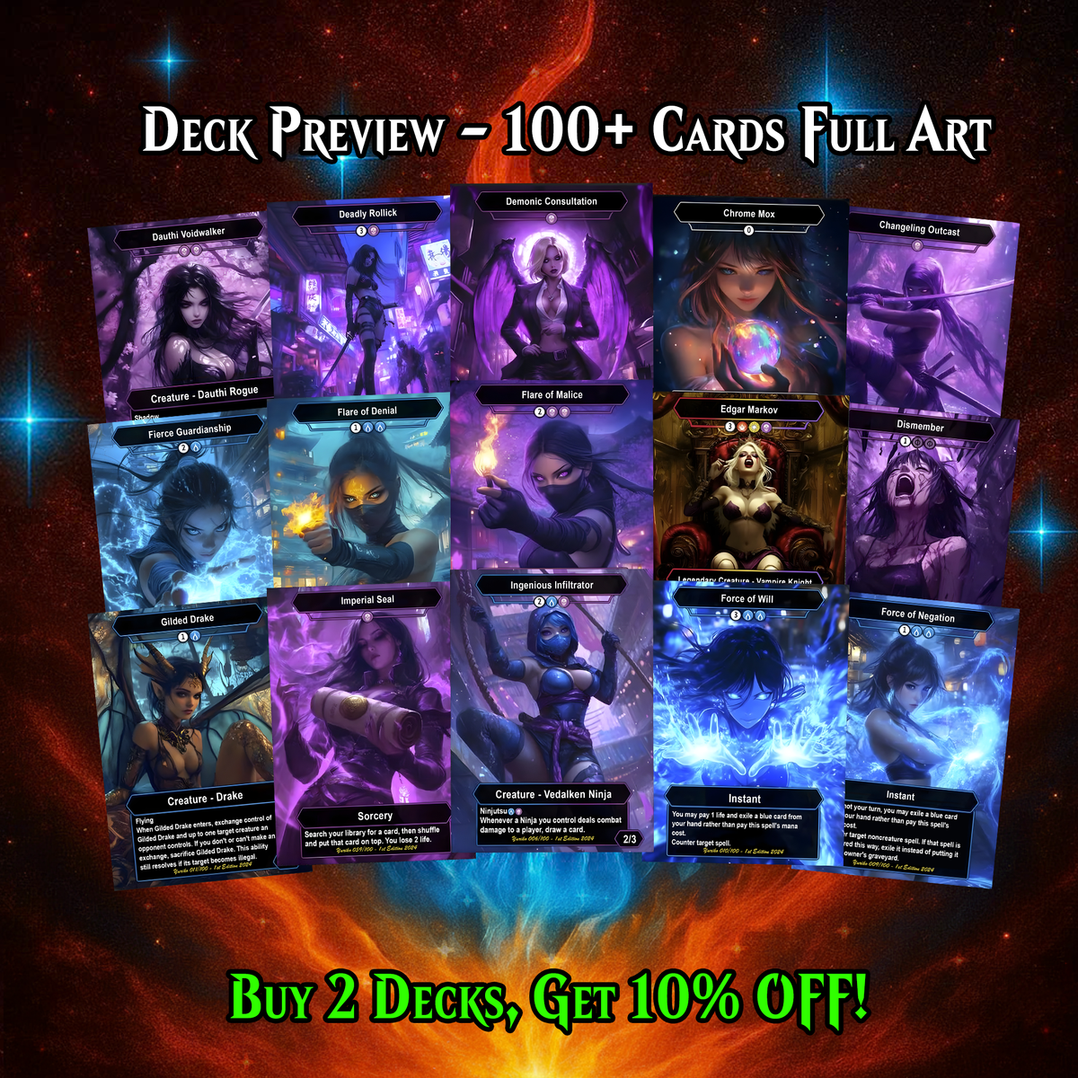 YURIKO, SHADOWBLADE NINJA ANIME COMMANDER DECK – PREMIUM COLLECTOR SET (105 CARDS)