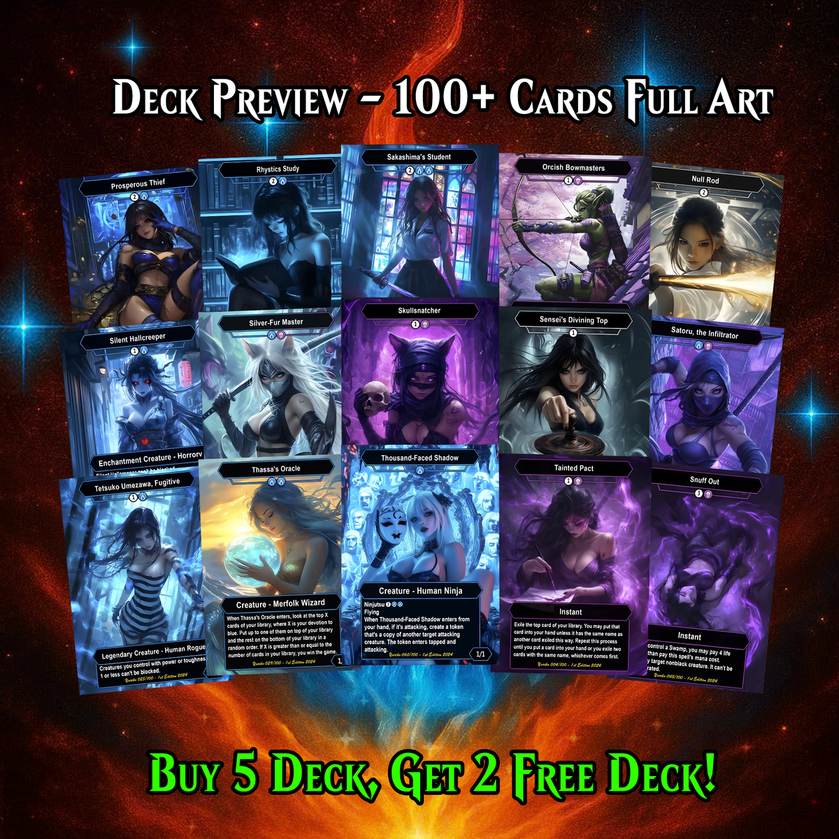 YURIKO, SHADOWBLADE NINJA ANIME COMMANDER DECK – PREMIUM COLLECTOR SET (105 CARDS)