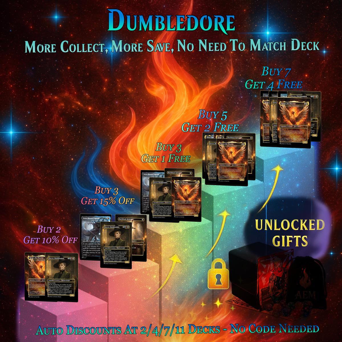 DUMBLEDORE LIGHT MAGIC COMMANDER DECK – PREMIUM COLLECTOR SET (107 CARDS)